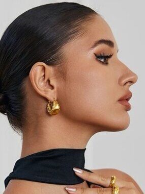 Gold Bead-Detail Hoop Earrings by
